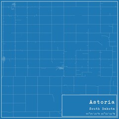 Blueprint US city map of Astoria, South Dakota.