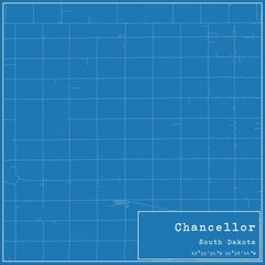 Blueprint US city map of Chancellor, South Dakota. - obrazy, fototapety, plakaty