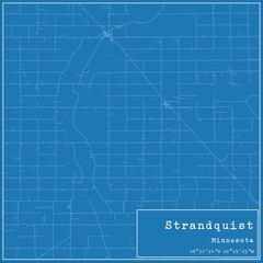 Blueprint US city map of Strandquist, Minnesota.