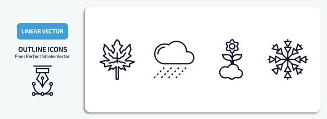 weather outline icons set. weather thin line icons pack included autumn, rainy, spring, snow vector.