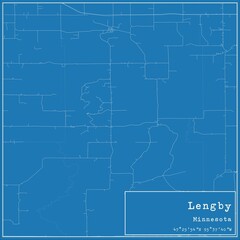 Blueprint US city map of Lengby, Minnesota.