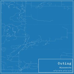 Blueprint US city map of Outing, Minnesota.