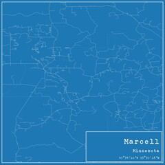 Blueprint US city map of Marcell, Minnesota.