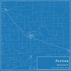 Blueprint US city map of Perham, Minnesota.