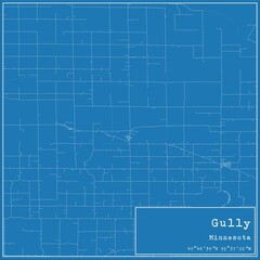 Blueprint US city map of Gully, Minnesota.