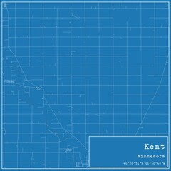 Blueprint US city map of Kent, Minnesota.