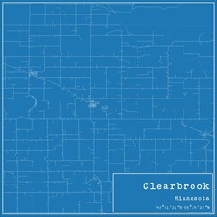 Blueprint US city map of Clearbrook, Minnesota.