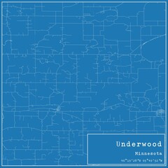 Blueprint US city map of Underwood, Minnesota.