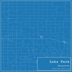 Blueprint US city map of Lake Park, Minnesota.