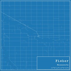 Blueprint US city map of Fisher, Minnesota.