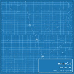 Blueprint US city map of Argyle, Minnesota.