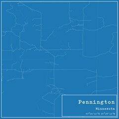 Blueprint US city map of Pennington, Minnesota.