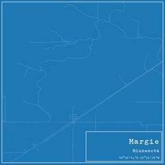 Blueprint US city map of Margie, Minnesota.