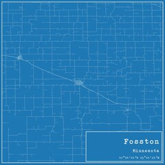 Fototapeta premium Blueprint US city map of Fosston, Minnesota.