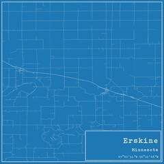 Blueprint US city map of Erskine, Minnesota.