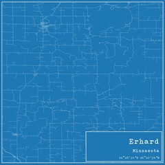 Blueprint US city map of Erhard, Minnesota.