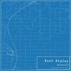 Blueprint US city map of Fort Ripley, Minnesota.
