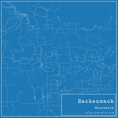 Blueprint US city map of Hackensack, Minnesota.