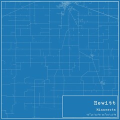 Blueprint US city map of Hewitt, Minnesota.