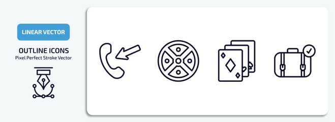 ultimate glyphicons outline icons set. ultimate glyphicons thin line icons pack included incoming calls, circle menu, three cards, suitcase with check vector.