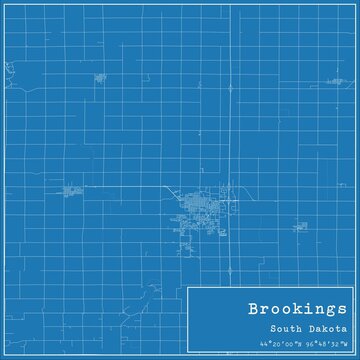Blueprint US city map of Brookings, South Dakota.