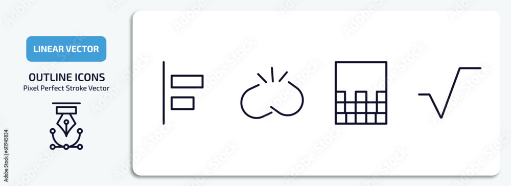 Poster user interface outline icons set. user interface thin line icons pack included object alignment, dis