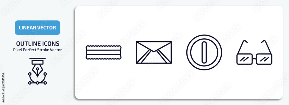 Poster user interface outline icons set. user interface thin line icons pack included lace, envelope with m