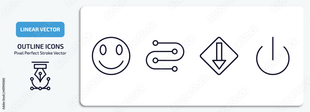Poster user interface outline icons set. user interface thin line icons pack included smile smile, wiring, 