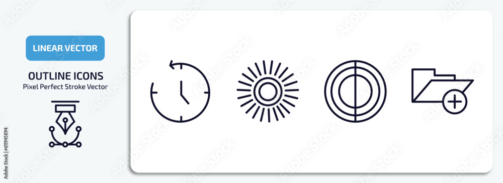 Poster user interface outline icons set. user interface thin line icons pack included anti clockwise, loadi