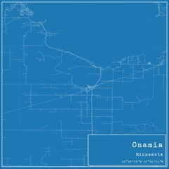Blueprint US city map of Onamia, Minnesota.
