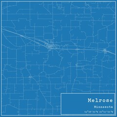 Blueprint US city map of Melrose, Minnesota.