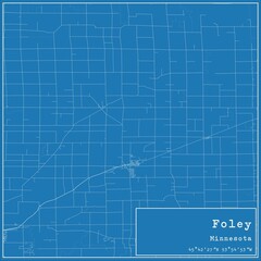Blueprint US city map of Foley, Minnesota.
