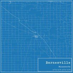 Blueprint US city map of Barnesville, Minnesota.