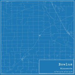 Fototapeta premium Blueprint US city map of Bowlus, Minnesota.