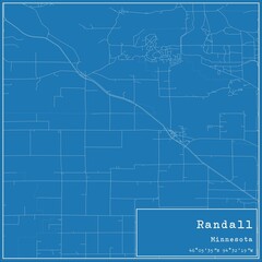Blueprint US city map of Randall, Minnesota.