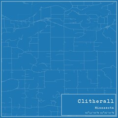 Blueprint US city map of Clitherall, Minnesota.