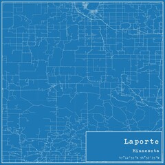 Blueprint US city map of Laporte, Minnesota.