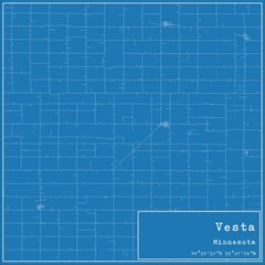 Blueprint US city map of Vesta, Minnesota.