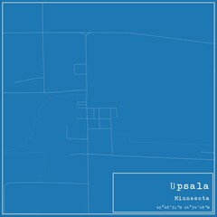 Blueprint US city map of Upsala, Minnesota.