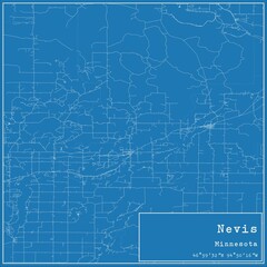 Blueprint US city map of Nevis, Minnesota.