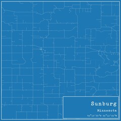 Blueprint US city map of Sunburg, Minnesota.