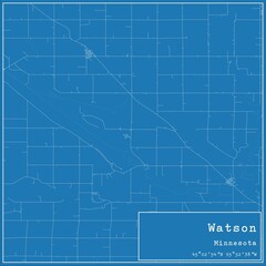 Blueprint US city map of Watson, Minnesota.