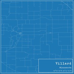 Blueprint US city map of Villard, Minnesota. - obrazy, fototapety, plakaty