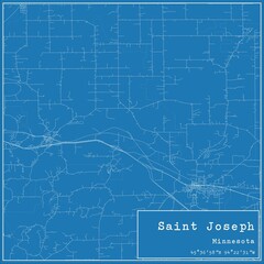 Fototapeta premium Blueprint US city map of Saint Joseph, Minnesota.