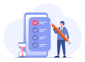 Schedule time management, deadline concept, planner, planning and organization, flat vector illustration banner