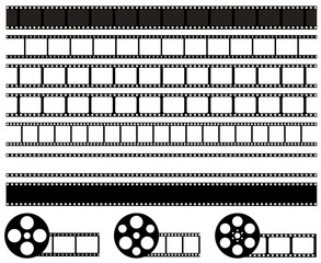 set Film strip icon. negative, reel, retro, tape, border, cinema, film, movie, strip, picture, photo, photograph, vector, cinematography, record, video, black, digital, template, vintage, symbol,