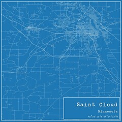 Fototapeta premium Blueprint US city map of Saint Cloud, Minnesota.