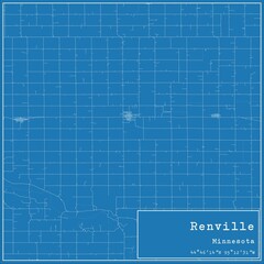 Blueprint US city map of Renville, Minnesota.