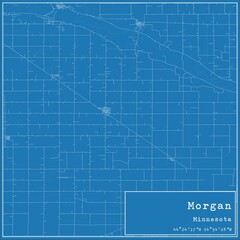 Blueprint US city map of Morgan, Minnesota.