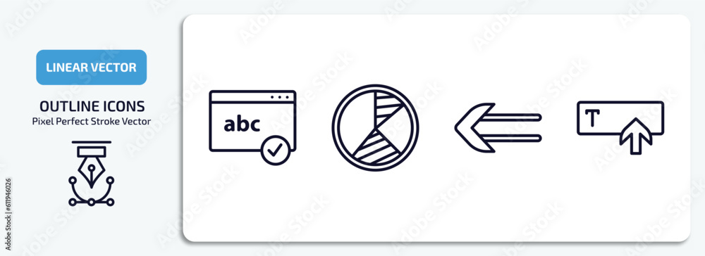 Poster user interface outline icons set. user interface thin line icons pack included spellcheck, pie chart